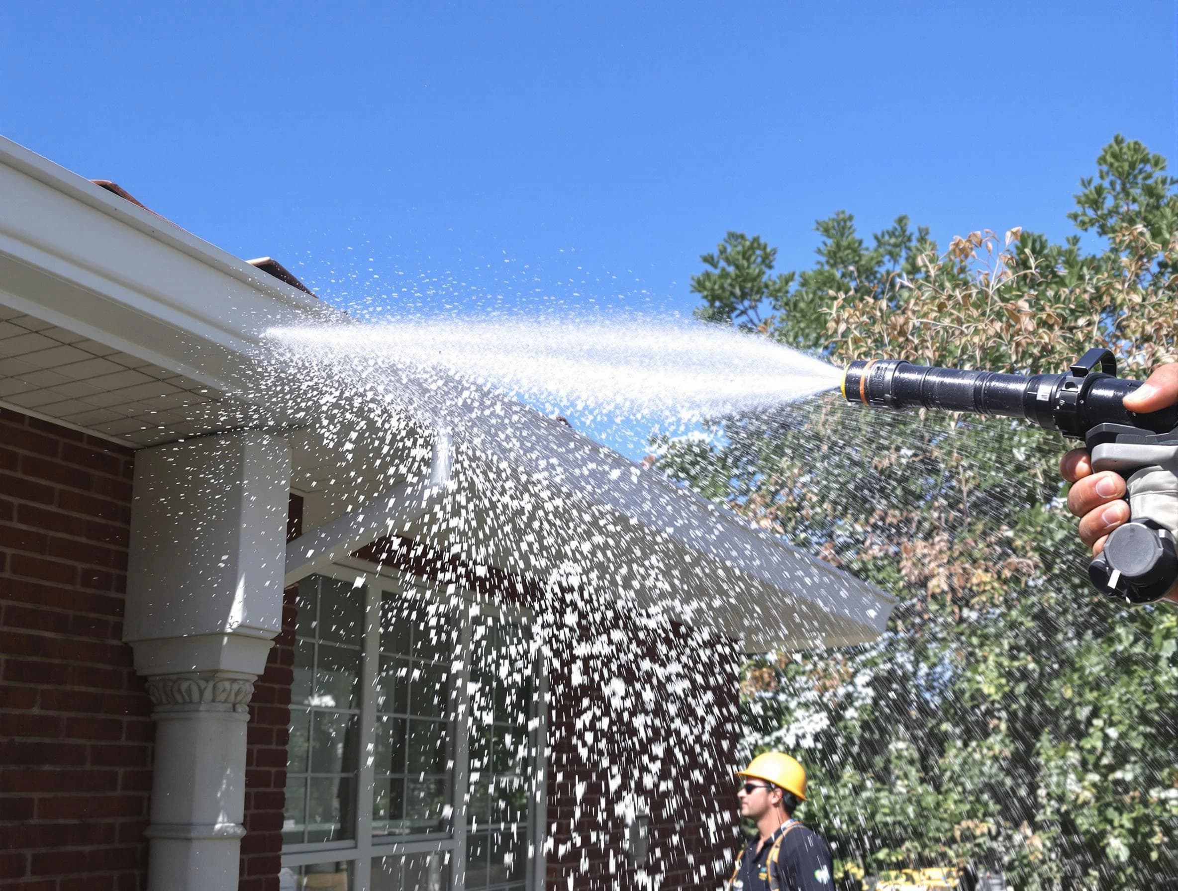 Cleared downspout by Hudson Roofing Company ensuring unrestricted flow in Hudson, OH