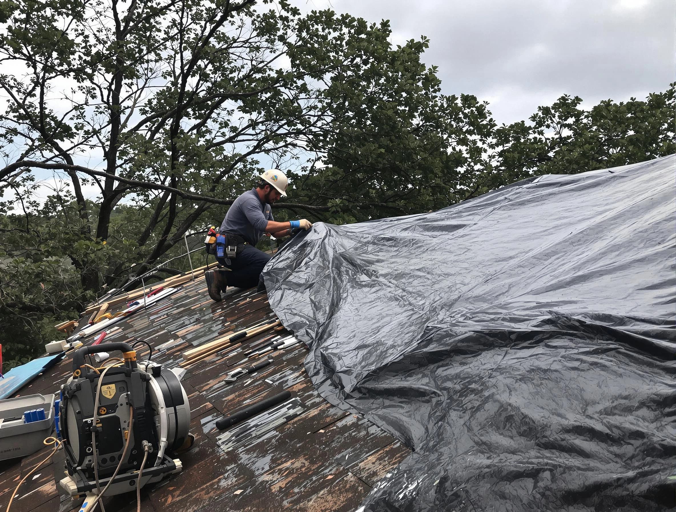 Hudson Roofing Company responding to an emergency roof repair call in Hudson, OH