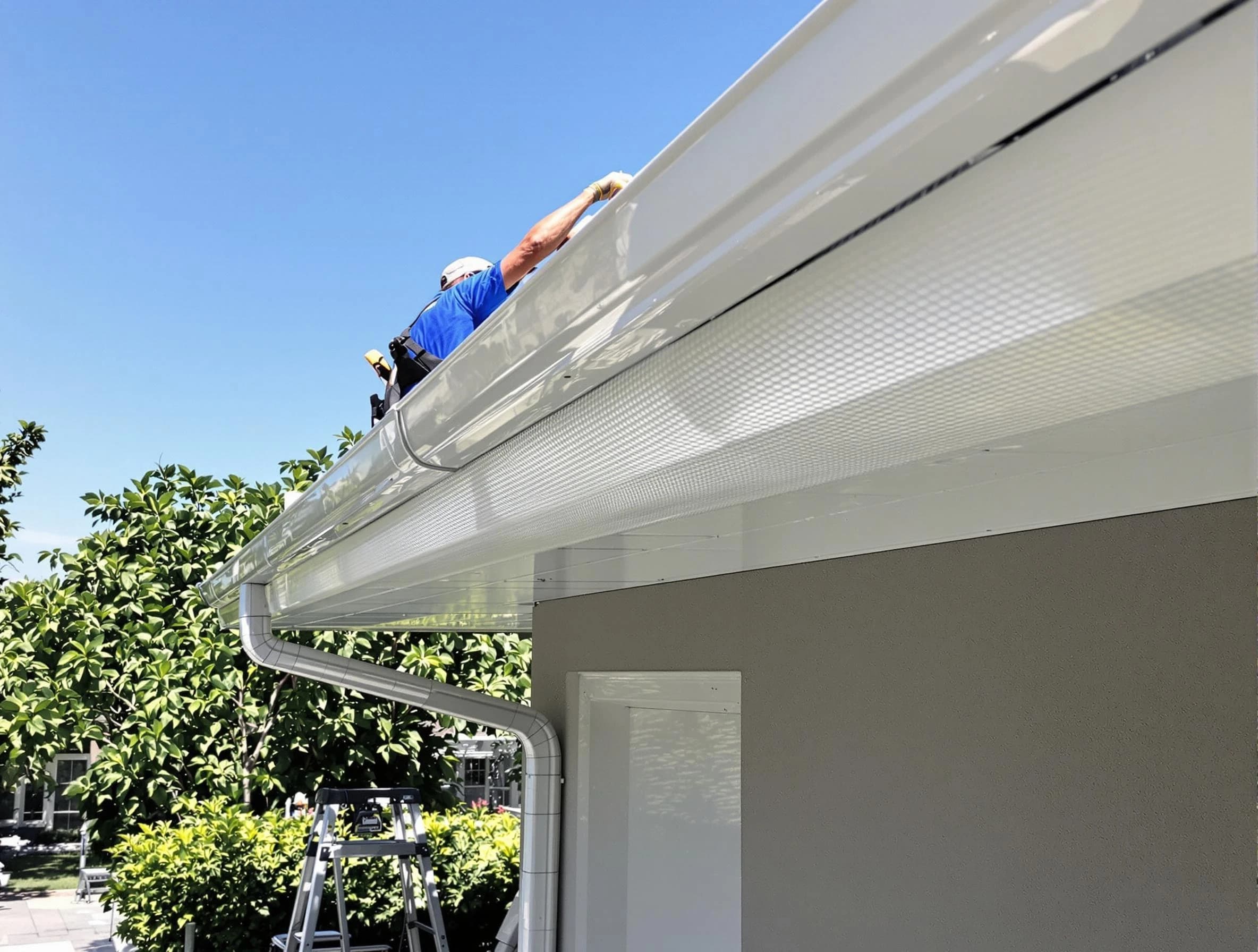 Debris-free gutter guard system by Hudson Roofing Company in Hudson, OH