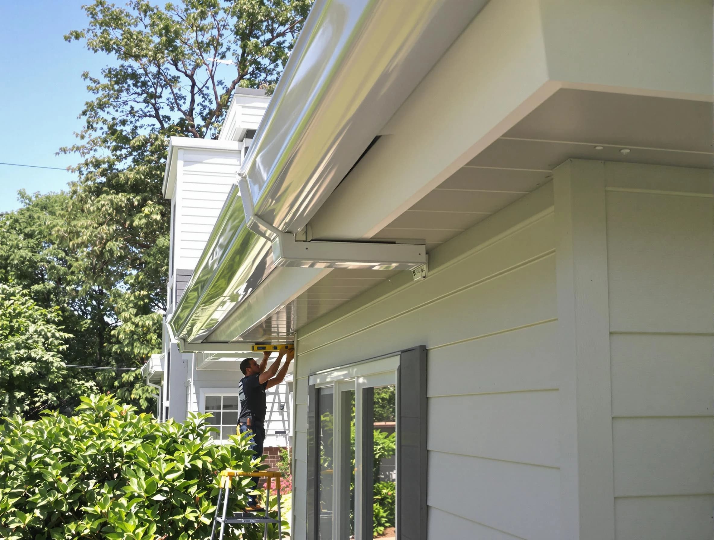 Properly aligned gutter system installed by Hudson Roofing Company in Hudson, OH