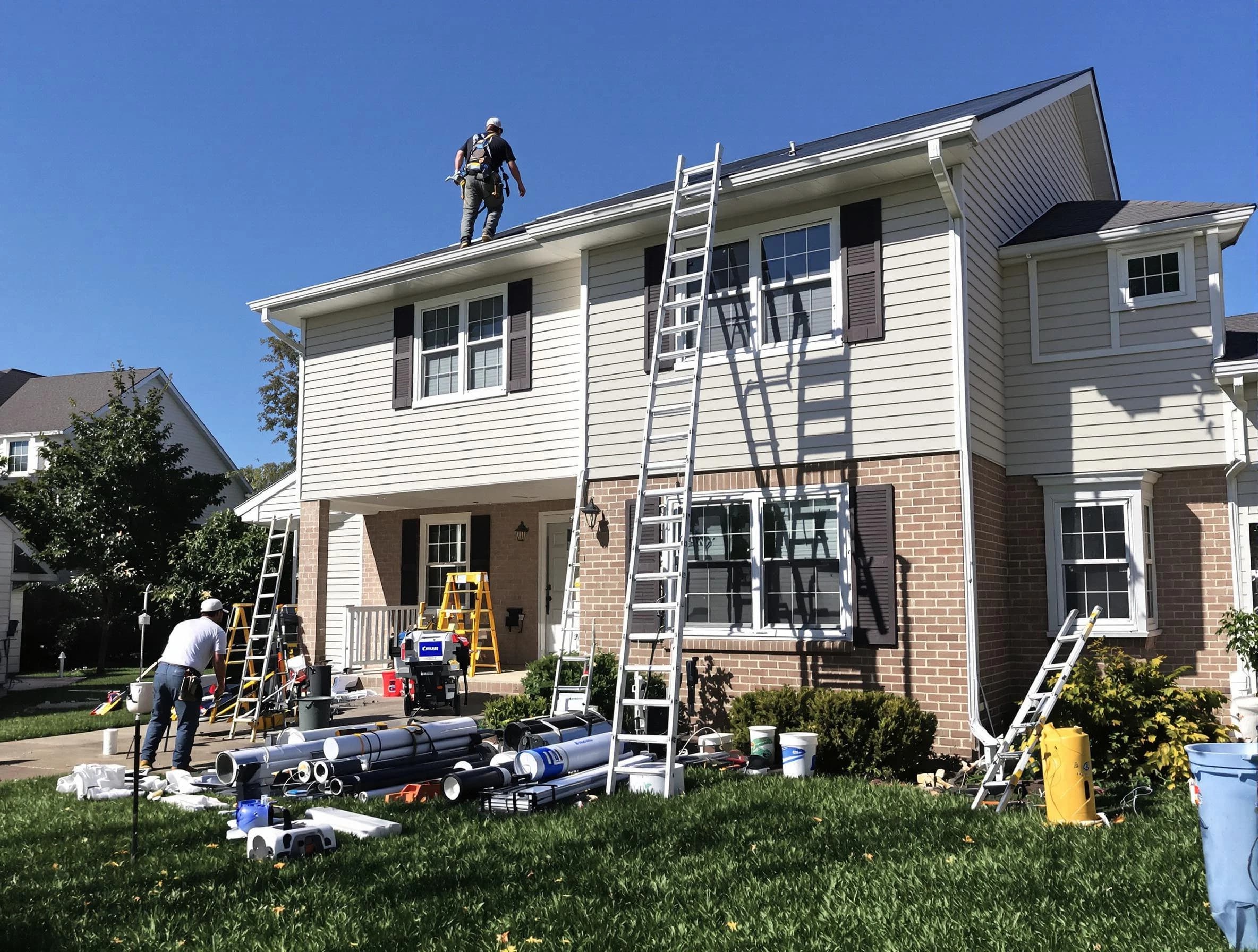 Hudson Roofing Company completing a gutter replacement in Hudson, OH