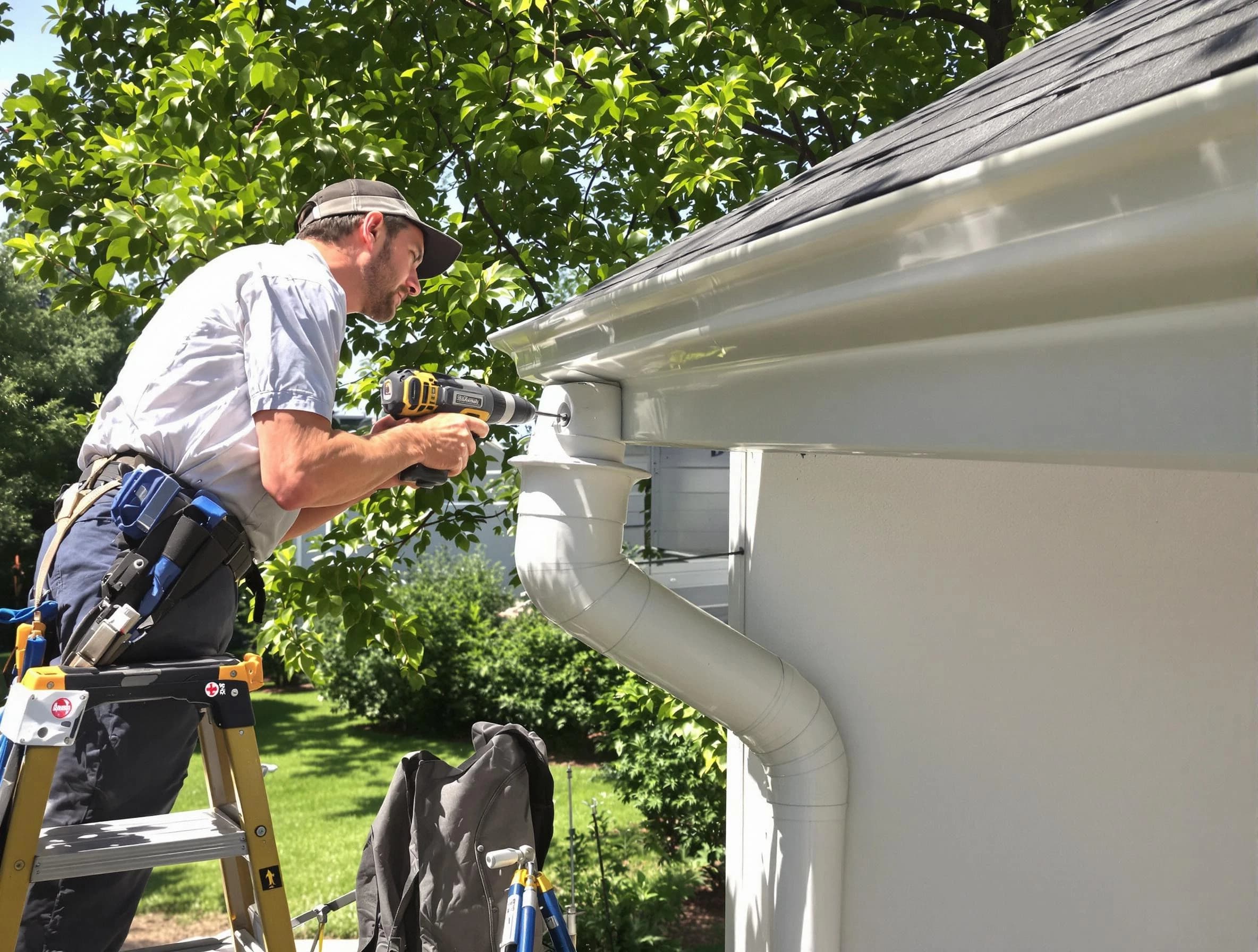 Properly installed rain gutters by Hudson Roofing Company in Hudson, OH